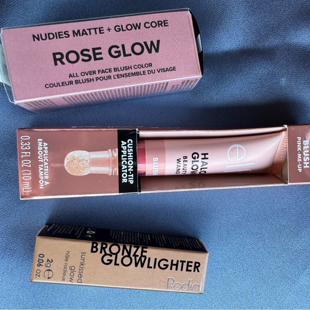 Rodial Bronze Glowlighter, Nudestix Nudies Matte and e.l.f. Halo Glow Blush Set